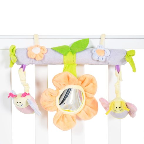 MŰANYAGJÁTÉK kiságyra tehető színes játék VIRÁGOS