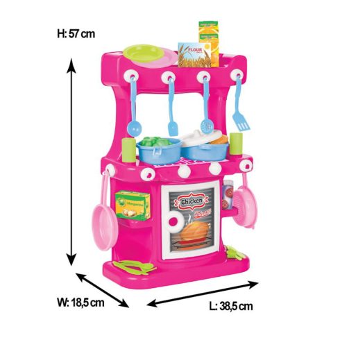 Pilsan konyhaszett 58cm, műanyag, edényekkel, PINK
