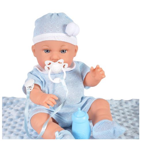 Baba 36 cm-es fiú, takaróval, cumisüveggel VKÉK