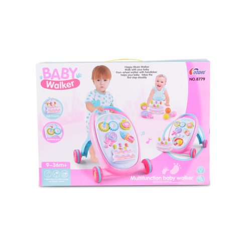 MUSIC BABY WALKER járássegítő sütis PINK