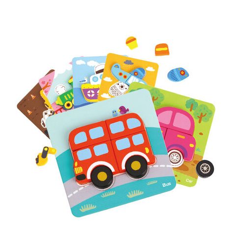 Tooky Toy fapuzzle 6in1 mini JÁRMŰVEK
