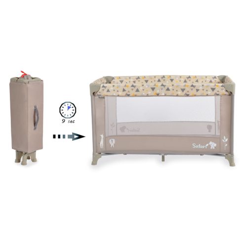 SAFARI utazóágy 1 szintes, zippes kibújóval, állatmintás BÉZS