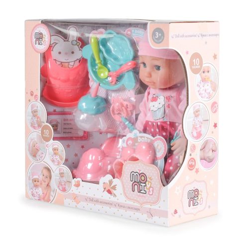 Moni Toys Baba 36 cmes pisilős baba szett pink