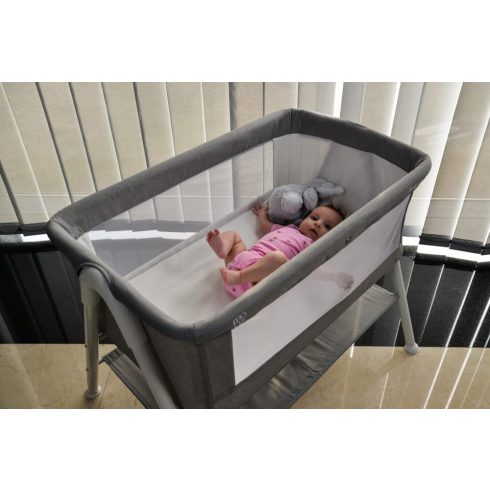 MONI Kalinihta újszülött babaágy önálló, 11 kg, 1 szint fehér láb szürke