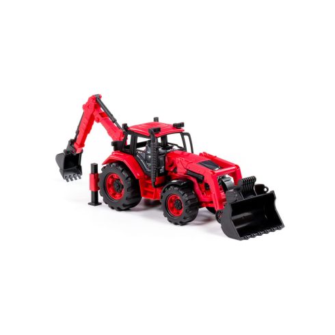 POLESIE 91857 kistraktor exkavátor+kanál 26cm PIROS