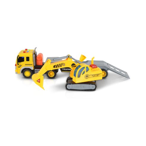Moni Toys Kisautó teherkocsi darusautóval 1:16 sárga/szürke
