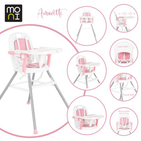 MONI Amaretti 3in1 szétszedhető etetőszék pink