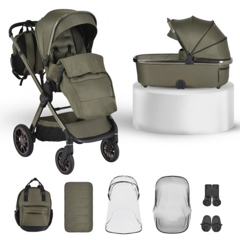 iCLICK Babakocsi 2in1 szett 22kg, aluminium váz, fordítható ülés, autom. csukható ZÖLD
