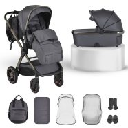   iCLICK Babakocsi 2in1 szett 22kg, aluminium váz, fordítható ülés, autom. csukható SZÜRKE