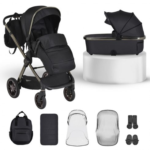 iCLICK Babakocsi 2in1 szett 22kg, aluminium váz, fordítható ülés, autom. csukható FEKETE