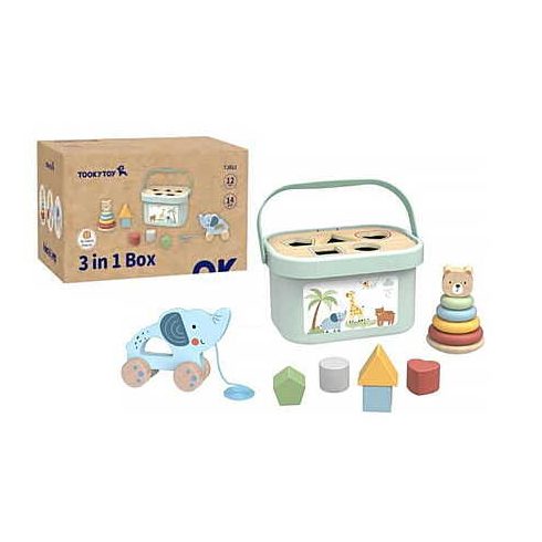 Tooky toy 3in1 készségfejlesztő doboz formabedobóval