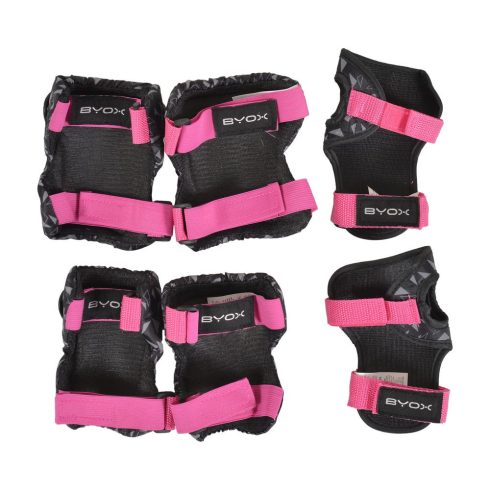 BICIKLIS védőfelszerelés DAZZLE, S méret, 25kg-ig, térd, könyök, kézvédő szett PINK