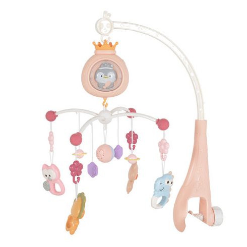 PENGUIN Bed bell zenélő forgó játék kiságyra fehér zajjal PINK