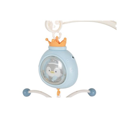 PENGUIN Bed bell zenélő forgó játék kiságyra fehér zajjal KÉK