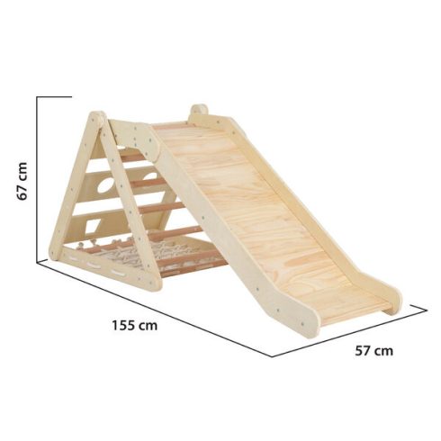 PIKLER 3in1 fa MÁSZÓKA és CSÚSZDA Montessori 155*57cm NATUR