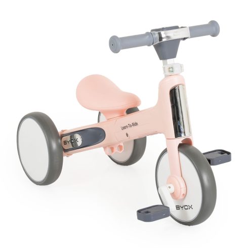 LEARN-to-Ride mini futóbicikli 3 kerekű tricikli, összecsukható PINK/rózsa