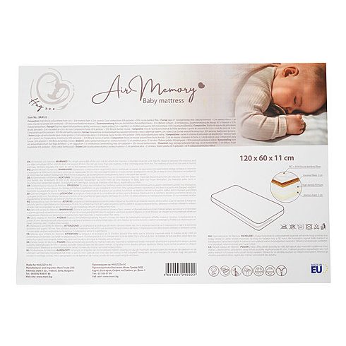 AIR MEMORY matrac 120x60cm 3 réteg, kókusz+szivacs+memóriahab FEHÉR
