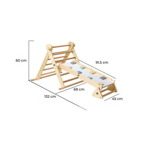 PIKLER 2in1 fa MÁSZÓKA 3szög és mászórámpa Montessori 132*60cm NATUR
