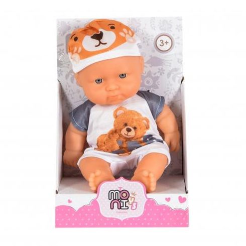 BABA 20cm újszülött Maci ruha FEHÉR/SZÜRKE