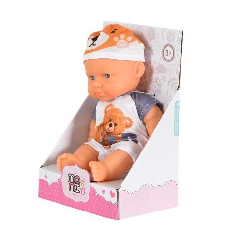 BABA 20cm újszülött Maci ruha FEHÉR/SZÜRKE