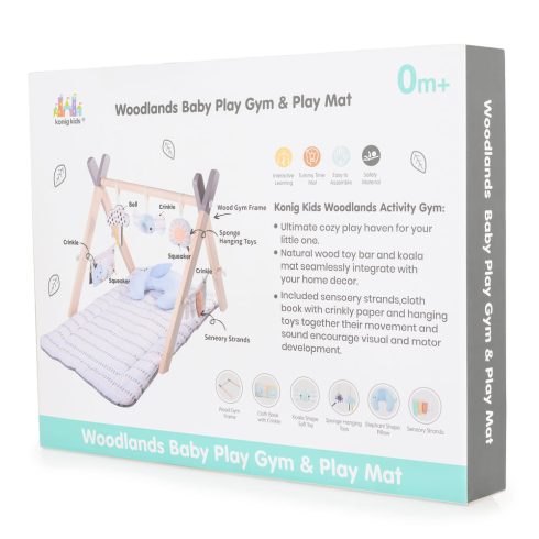 JÁTSZÓSZŐNYEG plüss, fa játékhíddal, összecsukható Sahara SZÖGLETES