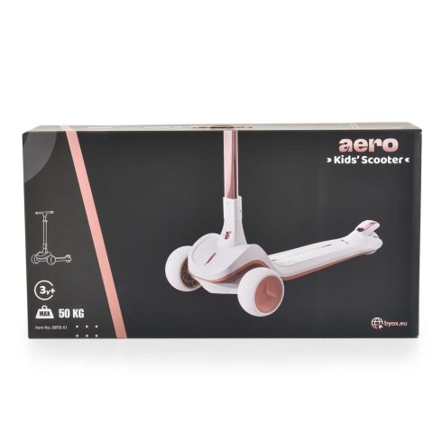 AERO roller, összecsukható, 50kg-ig, 3 kerekű, váza fehér/RÓZSASZÍN