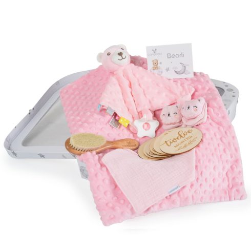 BEARLI ajándékszett takaró, játék, zokni 6in1 PINK