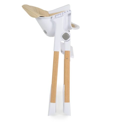 ALMOND etetőszék bőr ülés fa lábakkal BÉZS