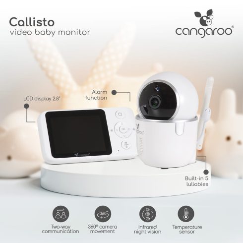 CALLISTO bébimonitor, bébiőr LCD 7cm kijelzővel FEHÉR