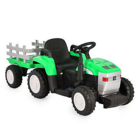 BO DALLAS elektromos traktor trélerrel 12V 140cm ZÖLD