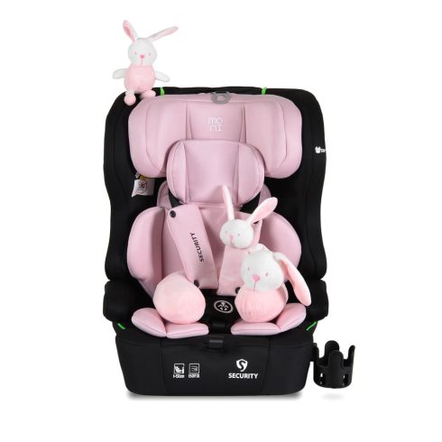 SECURITY autós ülés belső övvel, isofix, ajándék 2plüss+párna 76-150cm PINK