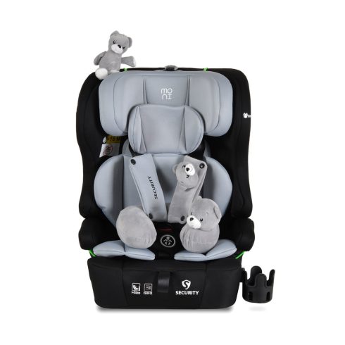 SECURITY autós ülés belső övvel, isofix, ajándék 2plüss+párna 76-150cm SZÜRKE