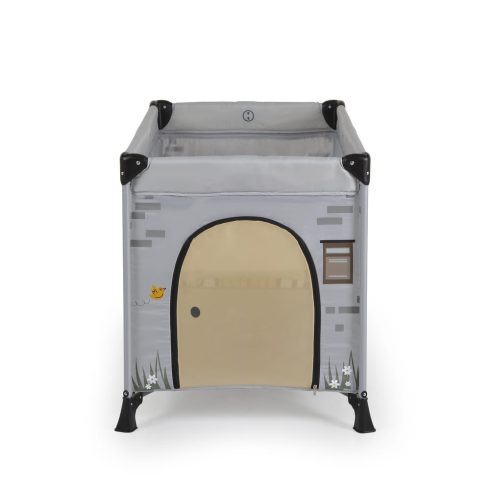 PLAYHOUSE összecsukható házikó utazóágy, tetővel, kibújóval SZÜRKE