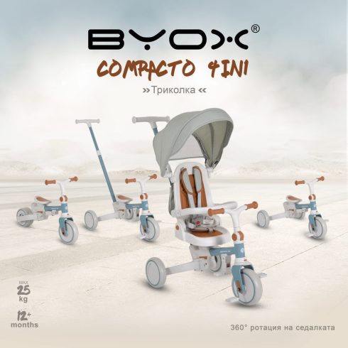 COMPACTO ÚJ 3IN1 tricikli multifunkciós, futóbiciklivé alakítható KÉK