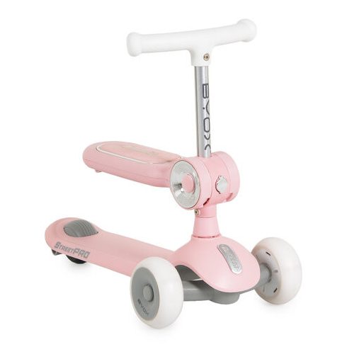 STREETPRO roller 2in1 üléssel, zenél, 30kg-ig PINK