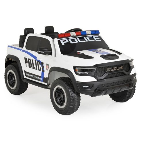 BO RAM MAMMOTH elektromos rendőrautó hangos bemondóval 107cm 2 motoros FEHÉR