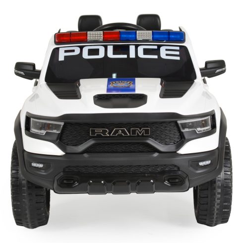 BO RAM MAMMOTH elektromos rendőrautó hangos bemondóval 107cm 2 motoros FEHÉR