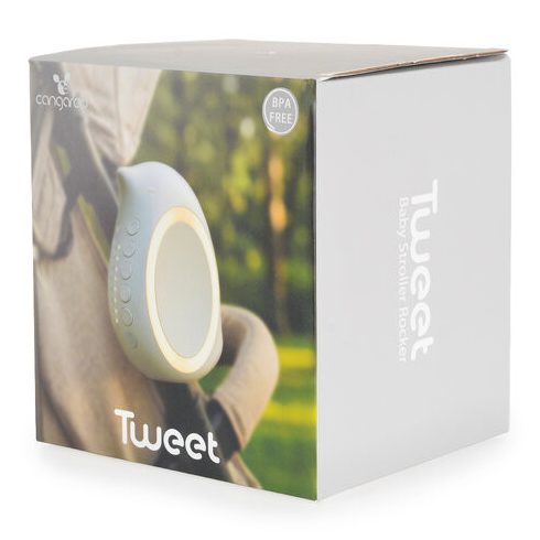 TWEET babakocsi ringató, fehér zajjal, hangokkal, madárka alakú FEHÉR
