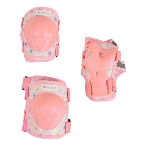 BICIKLIS/Görkori védőfelszerelés GLAMI térd, könyök, kézvédő szett A 25kg PINK