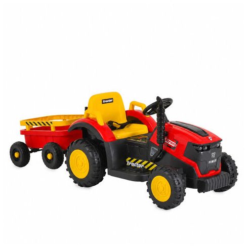 BO TERRON traktor 4 kerekű trélerrel 12V két motoros PIROS