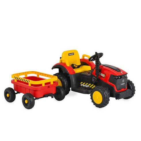 BO TERRON traktor 4 kerekű trélerrel 12V két motoros PIROS