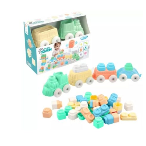 MOCHTOYS Play&Squish puha vonat építőkocka NAGY szett 12dbos PASZTELL ZÖLD 
