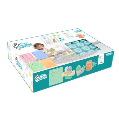 MOCHTOYS Play&Squish szenzorikus szőnyeg - tapilap+ kockák NAGY szett 24+4db PASZTELL