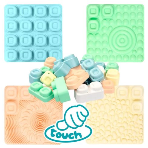 MOCHTOYS Play&Squish szenzorikus szőnyeg - tapilap+ kockák NAGY szett 24+4db PASZTELL