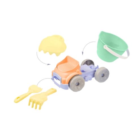 MOCHTOYS homokozó szett 6 részes, vödrös dömperrel PASZTELL ZÖLD/SÁRGA