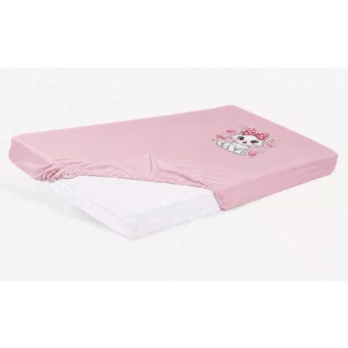Lepedő babaágyba gumis szegéllyel 60x120 - 70x140cm matracra RÓZSA/KISEGÉR
