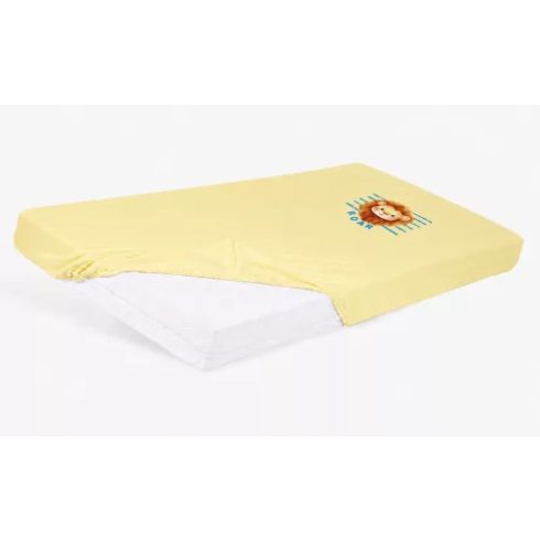 Lepedő babaágyba gumis szegéllyel 60x120 - 70x140cm matracra SÁRGA/OROSZLÁN