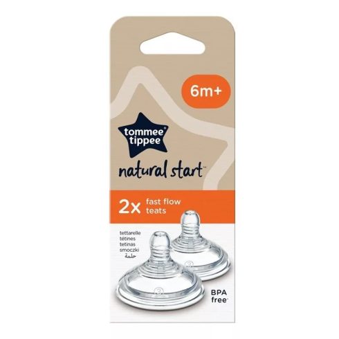 Tommee Tippee Natural Start gyors folyású cumisüveg cumi 2 db M