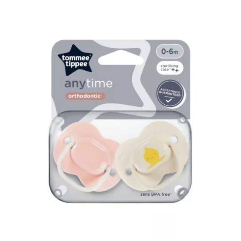 Tommee Tippee Anytime játszócumi 0-6hó 2 db vegyes színben