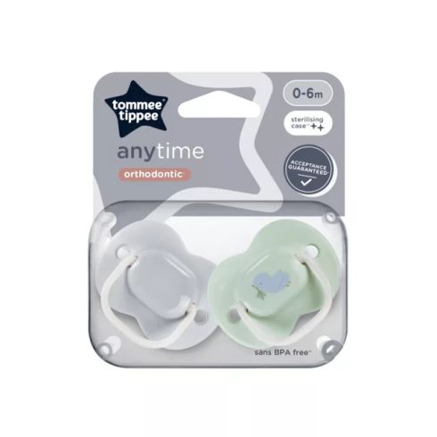 Tommee Tippee Anytime játszócumi 0-6hó 2 db vegyes színben